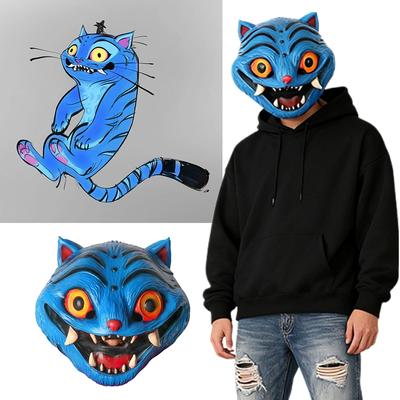 Anime Blauer Tiger Latexmaske Für Halloween Horror Kopfbedeckung Cosplay Kostümzubehör Requisiten Lustige Masken Für Erwachsene Kopfbedeckung Geschenke