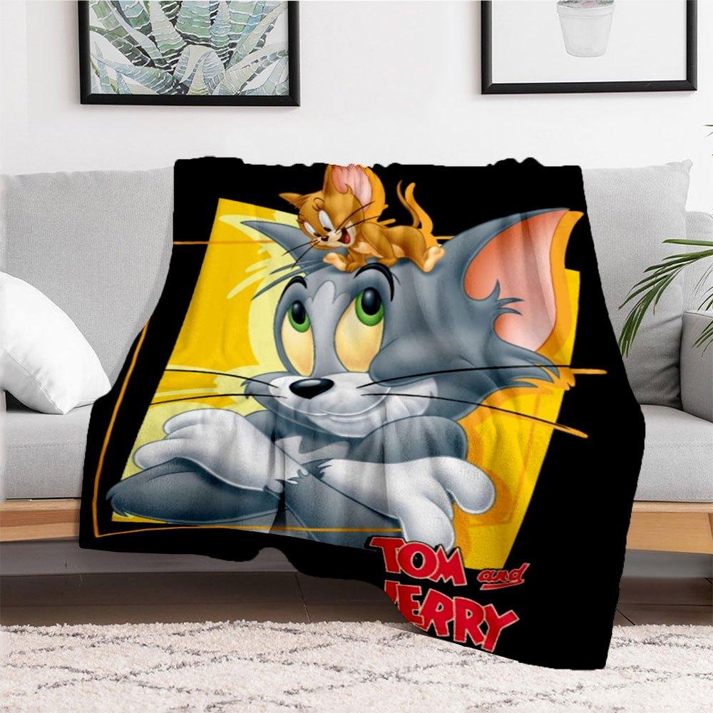 Tom and Jerry Blanket Flannel Throw Blanket for Sofa, Bed, Travel, Camping, Office