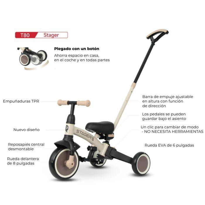 2-in-1 Convertible Tricycle - QPLAY - Balance Bike - Adjustable Push Bar - Padded Seat - Steel Frame