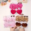 1Set Children Headwear Glasses Solid Soft Bowknot Head Bands Girls Lace Barrette Retro Headbands Sunglasses Kids Hair Band Sets