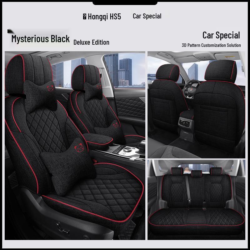 Hongqi HS5 Universal Car Seat Cover - Four Seasons Linen Fabric Full Coverage Cushion