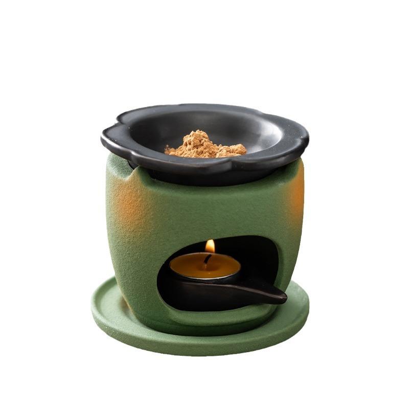 Y Ceramic Fire Insulation Incense Burner Sandalwood Power Wax Burner Green Candle Essential Oil Aromatherapy Lamp Wax Melt Stove зелёный