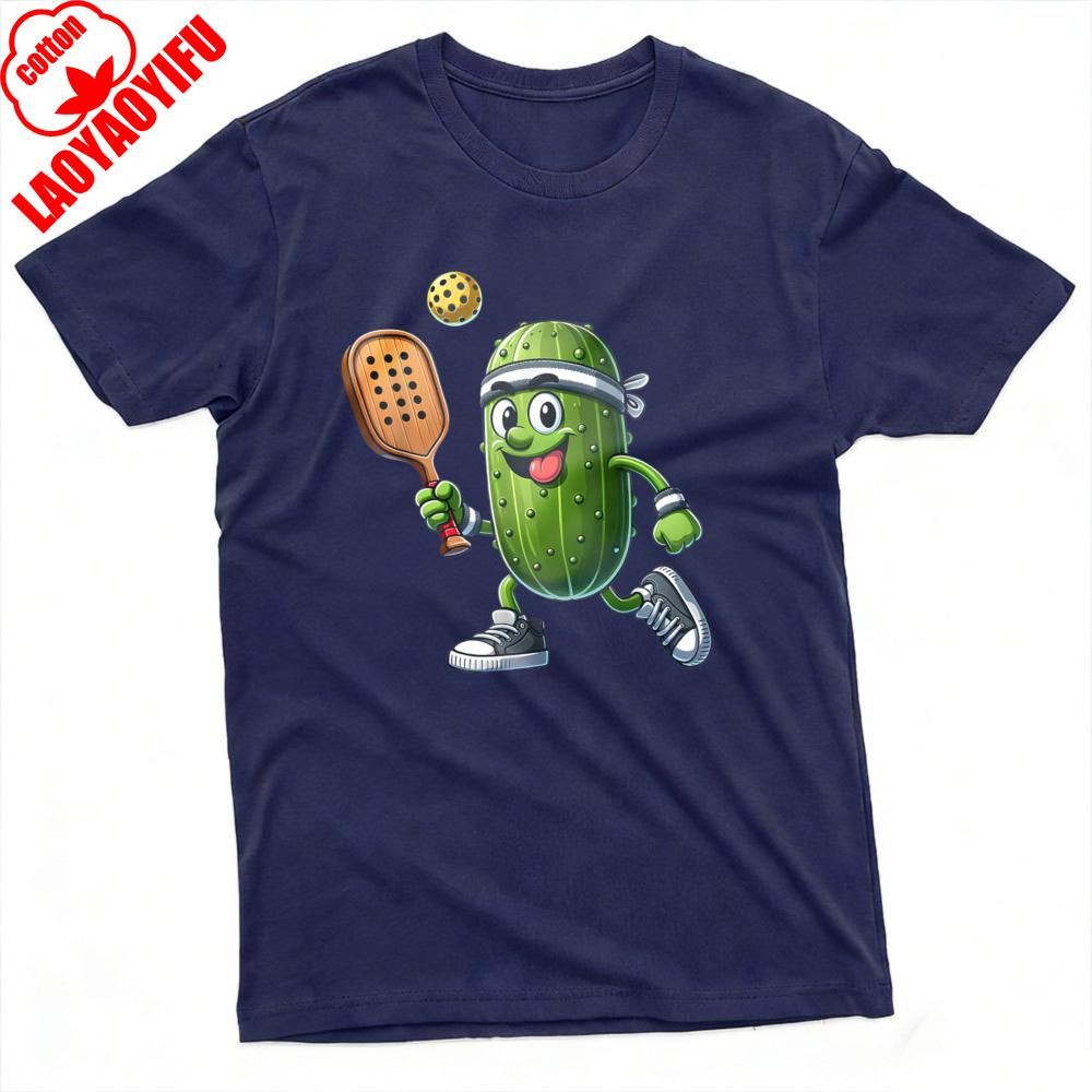 

Cucumber Playing Pickleball Summer Unisex TShirt Casual Funny Design for Outdoor Activities and Sports Clothes Summer Tees S