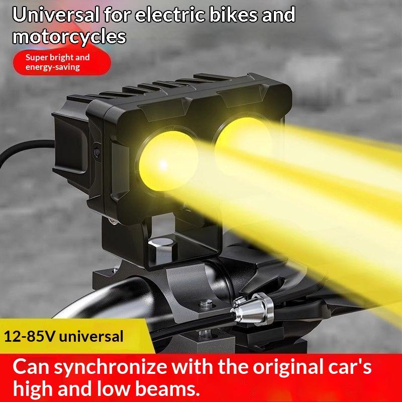 1/2Pcs Dual Color Motorcycle Headlight Fog Lamp Motorcycle Led Fog Lights Double Led Mini Driving Light
