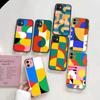 Geometric Bauhaus Art For IPhone 16 15 14 13 12 11 Pro Max X XS MAX Plus Translucent Black Phone Cover