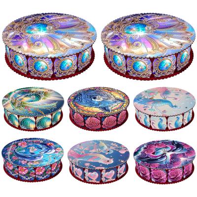 5D DIY Diamond Art Snack Tray Storage Organizer with Lid Diamond Painting Jewelry Box Wooden Autumn Home & Desktop Decor Gift