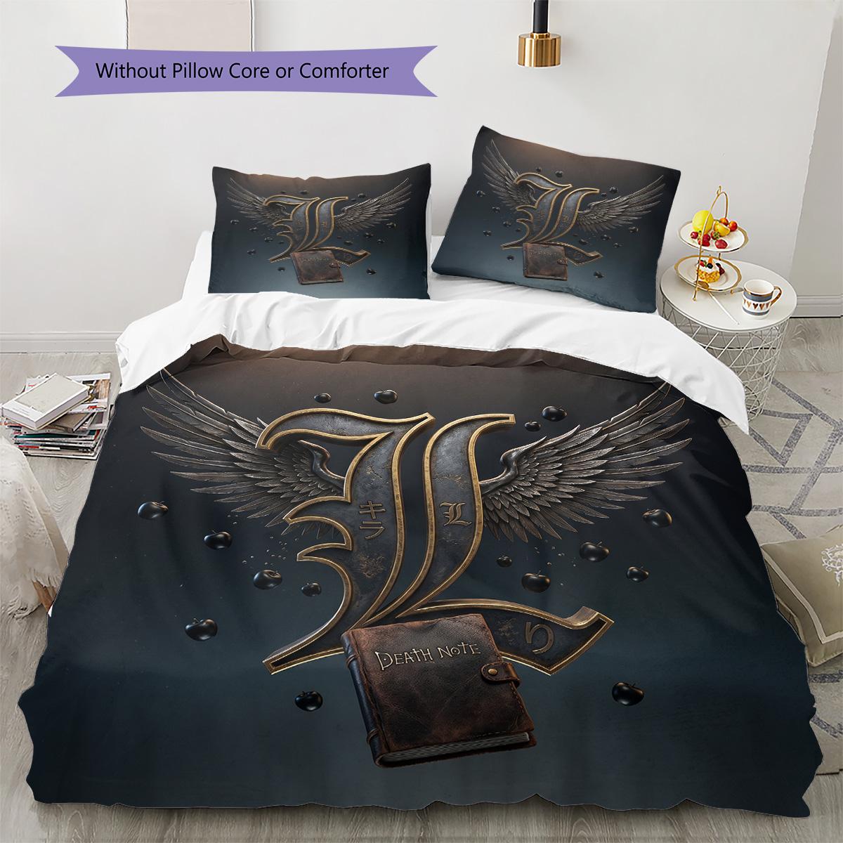 

Death Note Pattern Bedding Quilt Set Quilt Cover Pillowcase Home Decoration Birthday Gift (1 * duvet cover + 2 * pillowcase, without core) 135x200cm