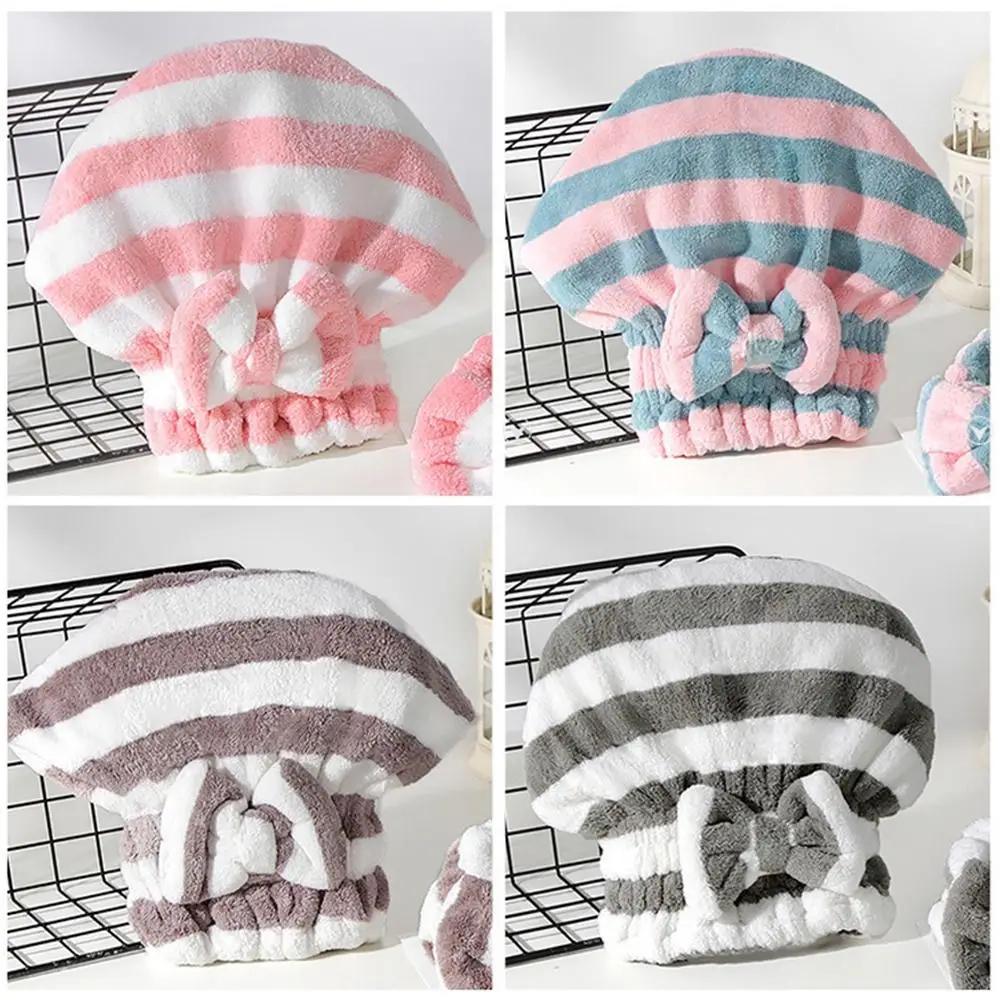 Durable Soft Bow Hair Towel Wrap Microfiber Quick-Drying Shower Cap Absorbent Hair Towels Women
