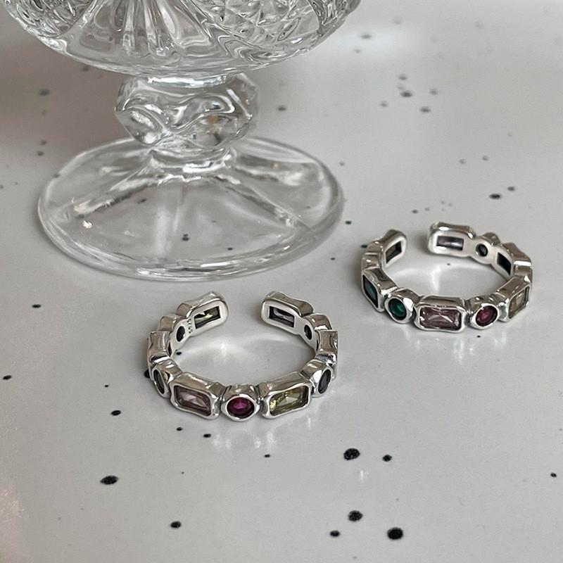 Elegant Geometric Adjustable Ring For Women Featuring Colorful Zircon Stones Chic Style