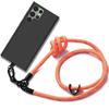 Samsung Galaxy S23 Ultra Cord Case - Black Shockproof Silicone with Orange Detachable Cord