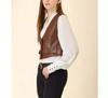 AL KHALID Party Brown Leather Stylish Button Vest Coat Waist Coat Lambskin Western Women