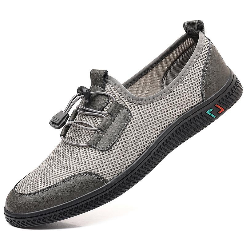 Douyin New Men's Shoes Summer One-pedal Soft-soled Flying-woven Shoes 2025 Breathable Mesh Shoes Versatile Non-slip Driving Shoes