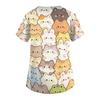 Womens V Neck Short Sleeve Work Shirt with Pockets Animal Print Top Medical Uniform Scrub Tee for Healthcare Professionals