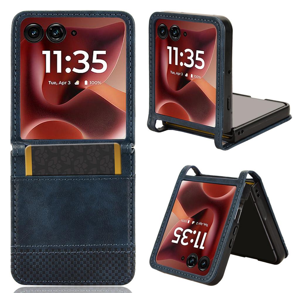 Für Motorola Razr 60 Ultra 5G/Razr Ultra 2025 5G Hülle Retro Textur Leder+PC Handyhülle mit Kartenfach