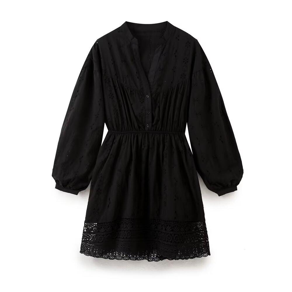 

Женское мини-платье ZARZ в европейском и американском стиле с вышивкой и перфорацией L чёрный