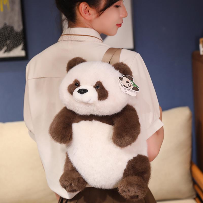 Cartoon Zoo Animal Plush Bag Stuffed Red Panda Backpack Double Shoulders Bag Cross Body Bag Shopping Wallet Gift