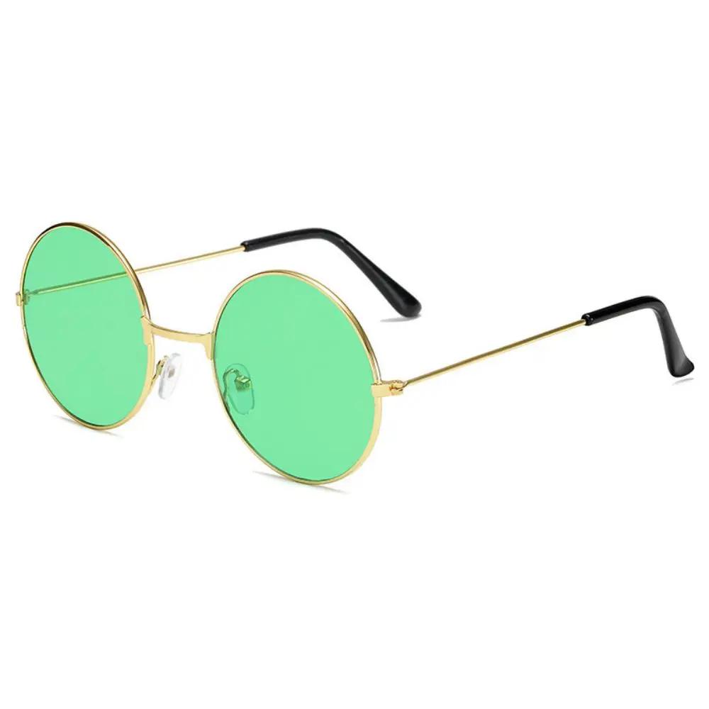 Retro Küçük Yuvarlak Hippi Güneş Gözlüğü Moda Daire Metal Çerçeve güneş gözlüğü Disko Parti Şeker Renkli Lens Gözlük Kadın Erkek