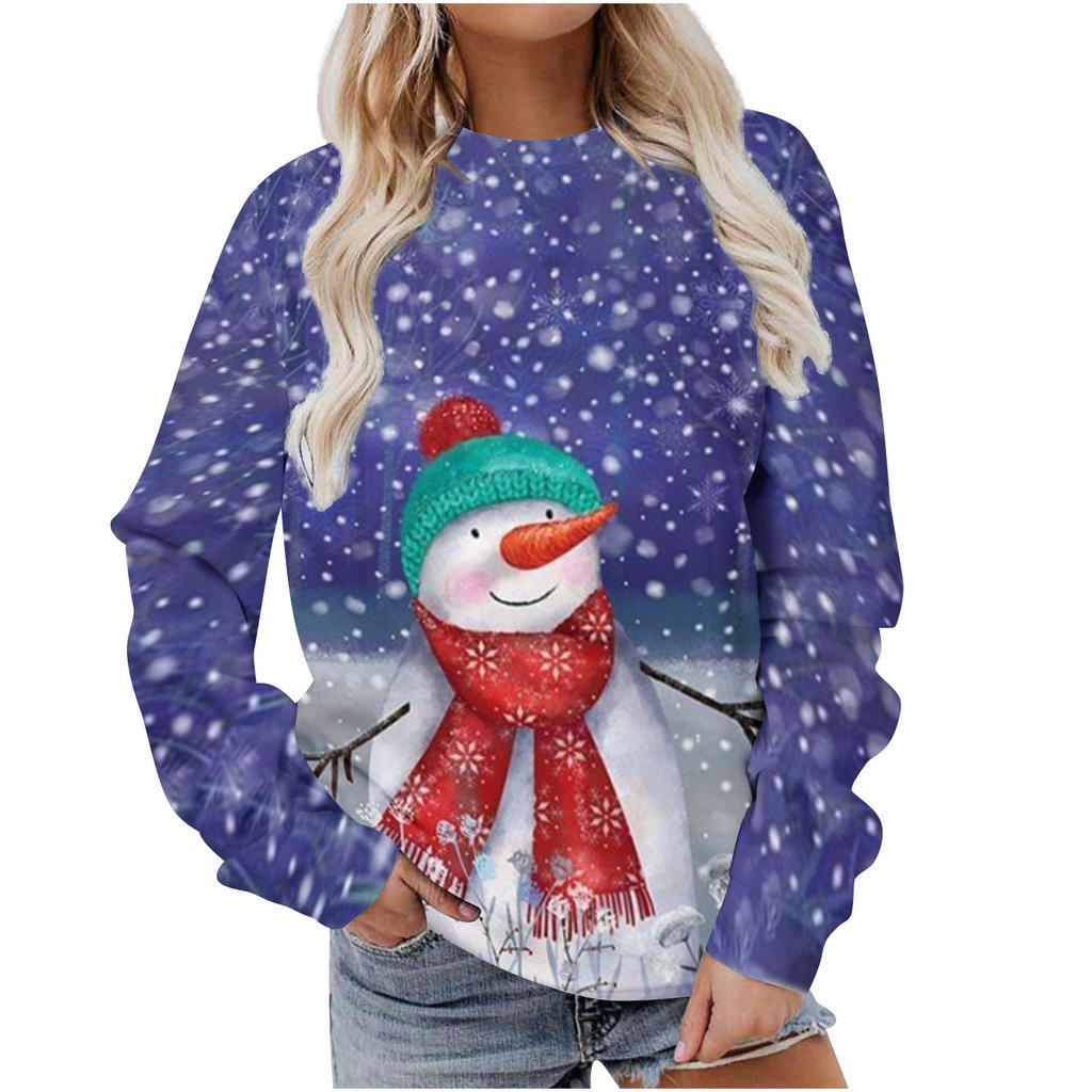 Autumn Christmas 3D Printed Women's Pullover Casual Loose Long Sleeved Top Fashion Hoodie Plus Size Women's Sweatshirt