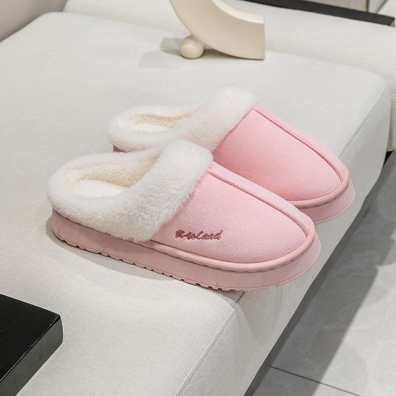 Cotton slippers women s home indoor fluffy plush thick bottom non-slip confinement cotton slippers women 36-37