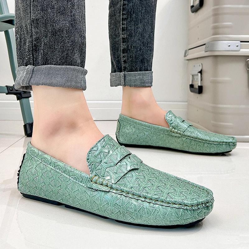New Handmade Loafers for Men Casual Leather Shoes Mens Loafers Moccasins Breathable Slip on Big Size 48 Driving Shoes for Men