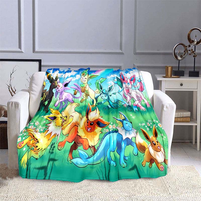 Cartoon Pokemon Pikachu Throw Blanket Soft Comfortable Sofa Blankets and Throws Flannel Blankets for Adults