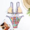 Damenmode Bikini-Set Bunter Blumendruck Zweiteiliger Badeanzug Sommer Strandbekleidung