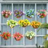 Spring Floral Hanging Basket with Bow - Wreath Home Decoration