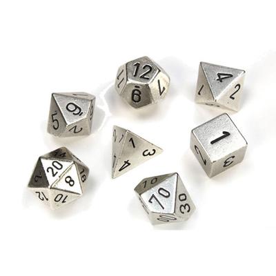 Chessex Polyeder-Set mit 7 Würfeln aus Metall (Silber)