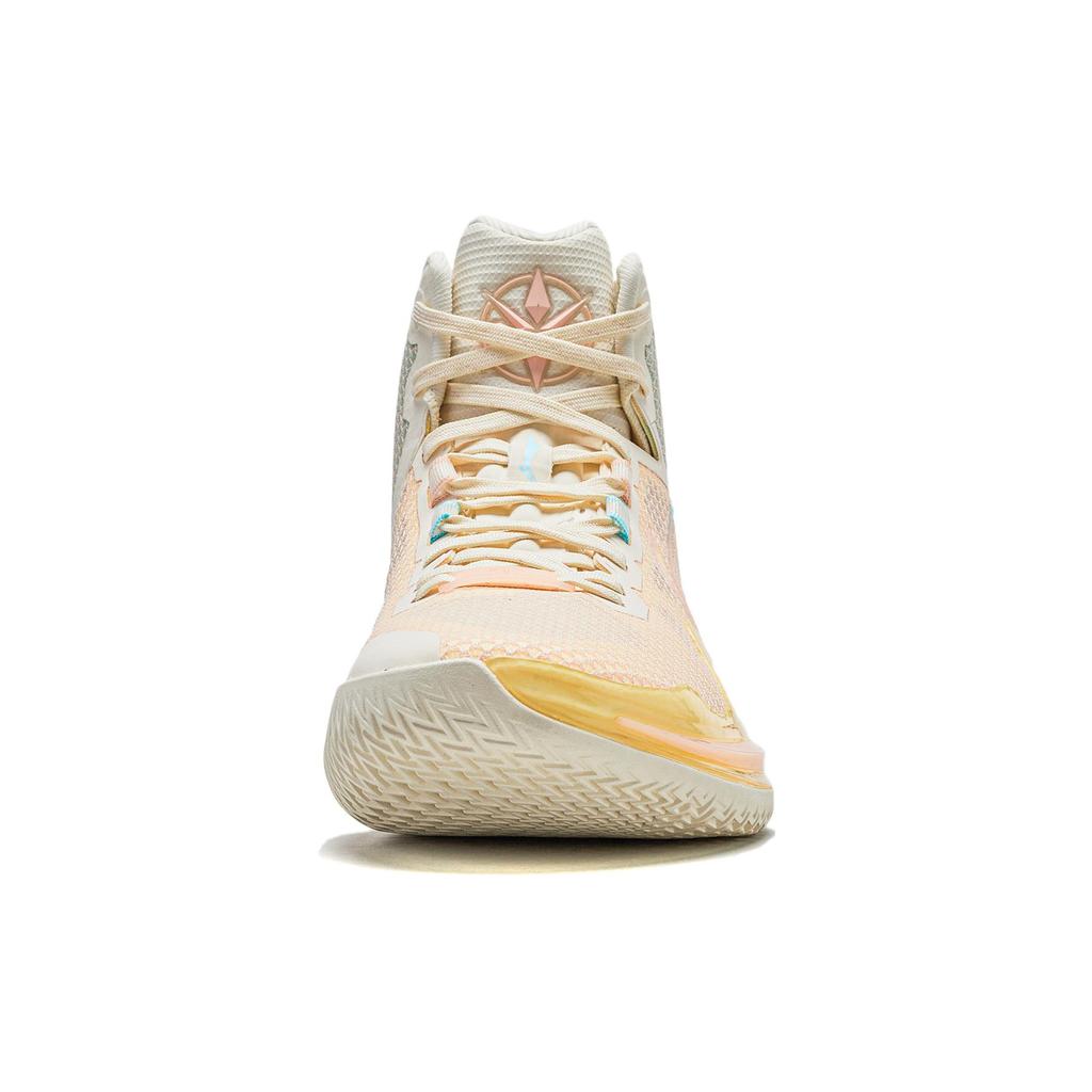 New LINING Liren 4 Basketball Shoes Men Mid Top Neon Yellow/Light Mustard/Cool Blue ABAT095-3