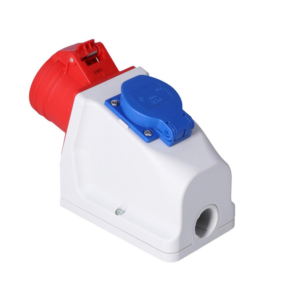 Combi socket CEE 16A 400V 3P+Z+N + 230V with pin, wired IP44