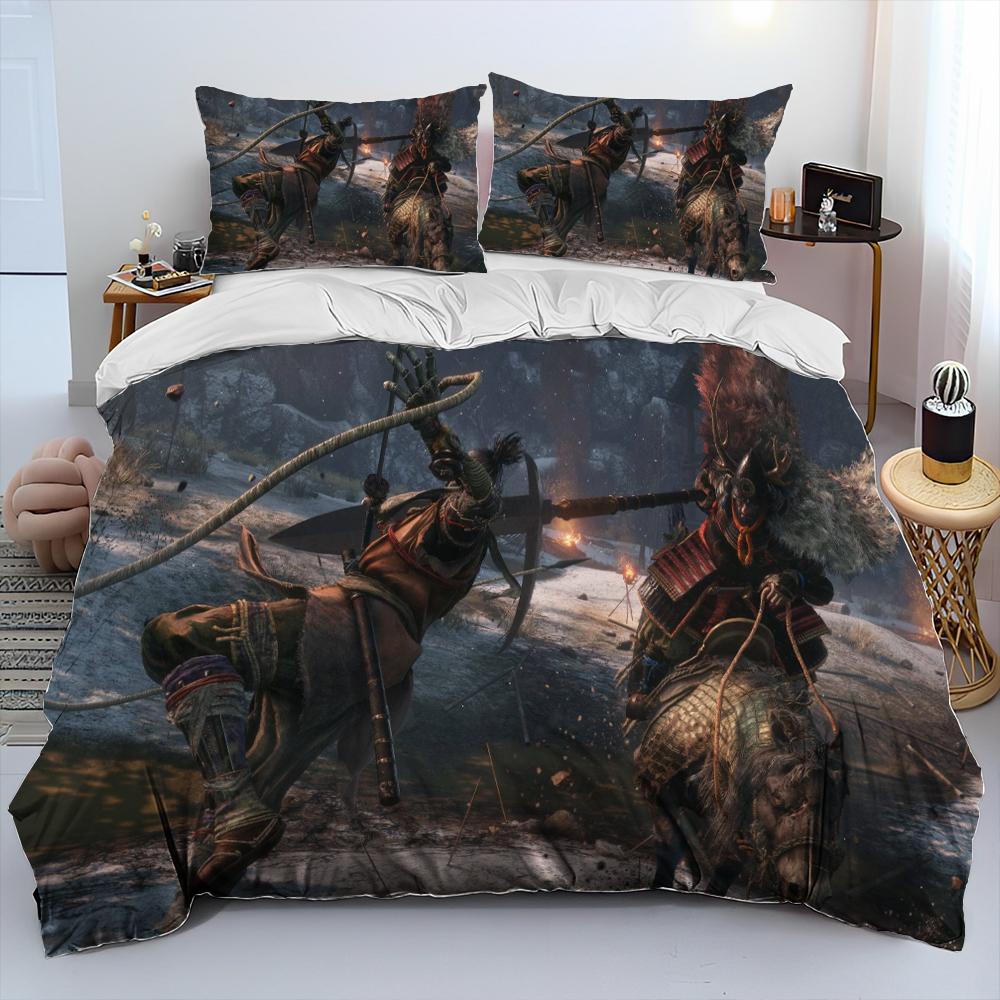 3D Sekiro:Shadows Die Twice Game Comforter Bedding Set,Duvet Cover Bed Set Quilt Cover Pillowcase,king Queen Size Bedding Set