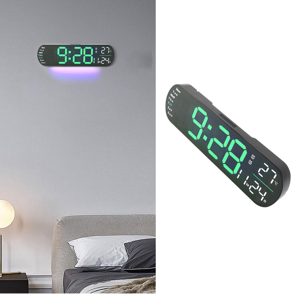 Digital Wall Clock with Remote Control Big LED Screen Display   8 Color Lights Digital Alarm Clock for Living Room Bedroom
