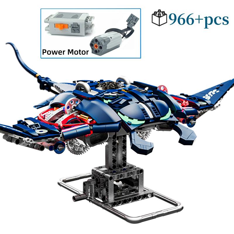Mechanischer Hai Bausatz Meeresleben Krokodil Papagei Gottesanbeterin Frosch Mantarochen Bausteine Licht Tier Spielzeug Geschenk für Kind