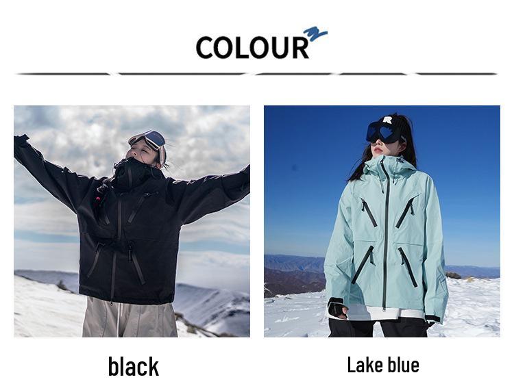 Ski Resort's Trendy Waterproof & Windproof Ski Suit Set for Men & Women, Fleece-Lined, Thickened, Plus Size, Warm