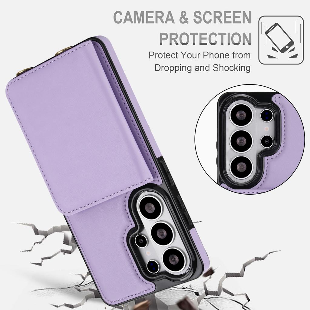 Crossbody Lanyard Credit Cards Wallet Leather Case for Samsung Galaxy S26 S25 Plus S24 FE S23 Ultra S22 S21 Strap Flip Cover