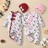 0-18 Months Newborn Baby Girl Romper Clothes Long Sleeve Flower Bodysuit Costume Lovely Baby Spring Jumpsuit Outfit with Hat