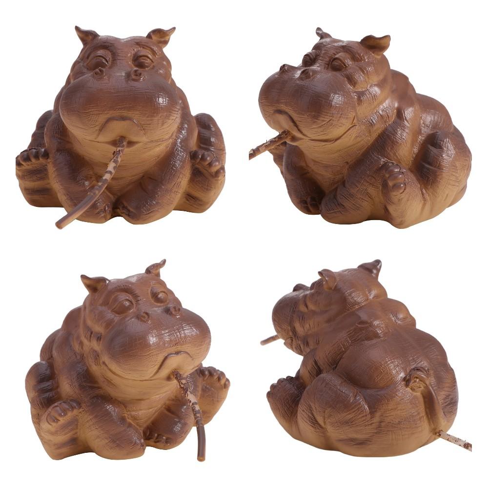 Resin Hippo Garden Statue Cute Animal Fountain Hippo Decor Hippo Pond Spitter Statue Outdoor