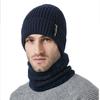 Winter Männer Strickmütze Schal Kit Outdoor Dicken Gehörschutz Zweiteilige Warme Mütze Hülsenkappe Skullies Beanies