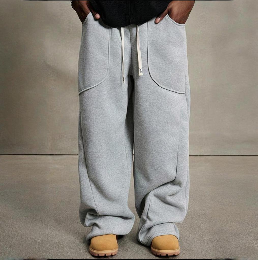 Men's Solid Color Loose Wide Leg Sweatpants Men's Casual Fashion Sweatpants