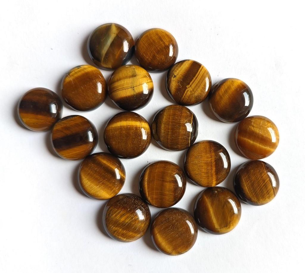 Natürlicher Tigerauge Runder Cabochon Edelstein | Goldbrauner Tigerauge Loser Stein