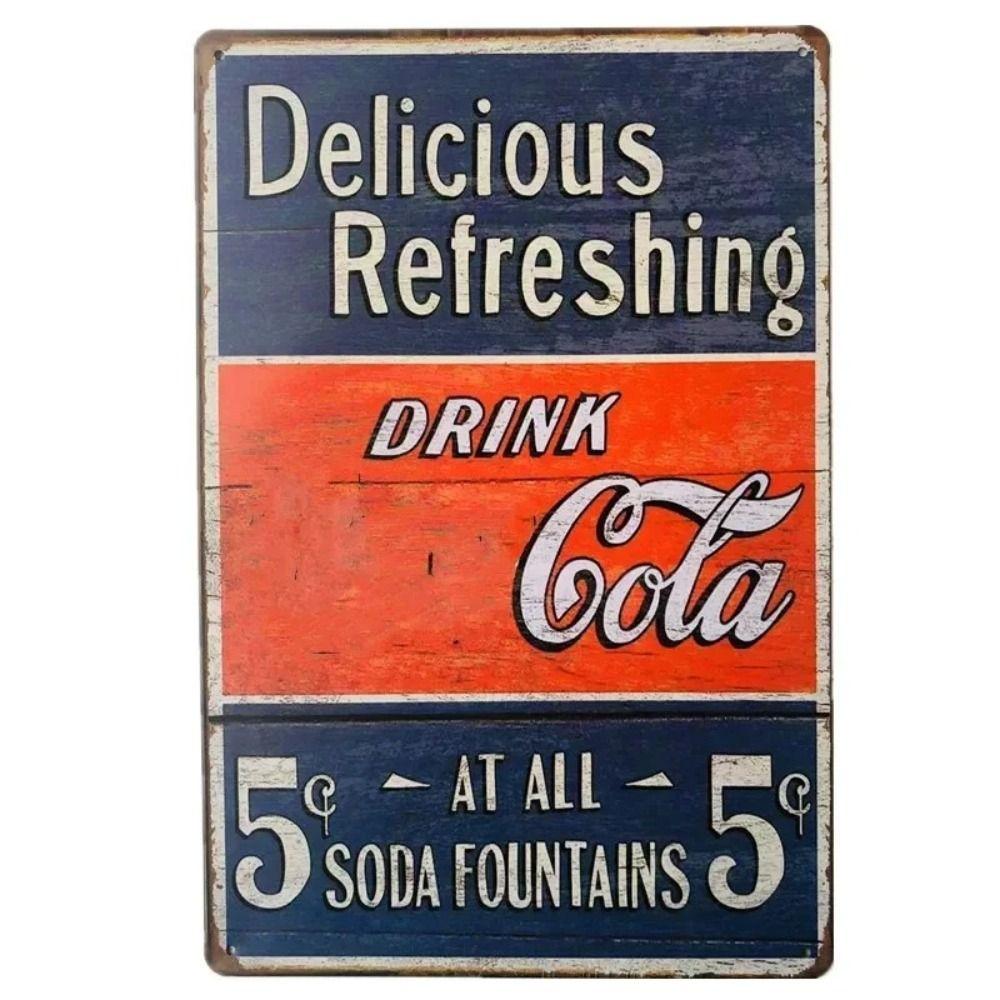 Pause Cola Vintage Metal Sign, Retro Soda Wall Decor 20x30cm