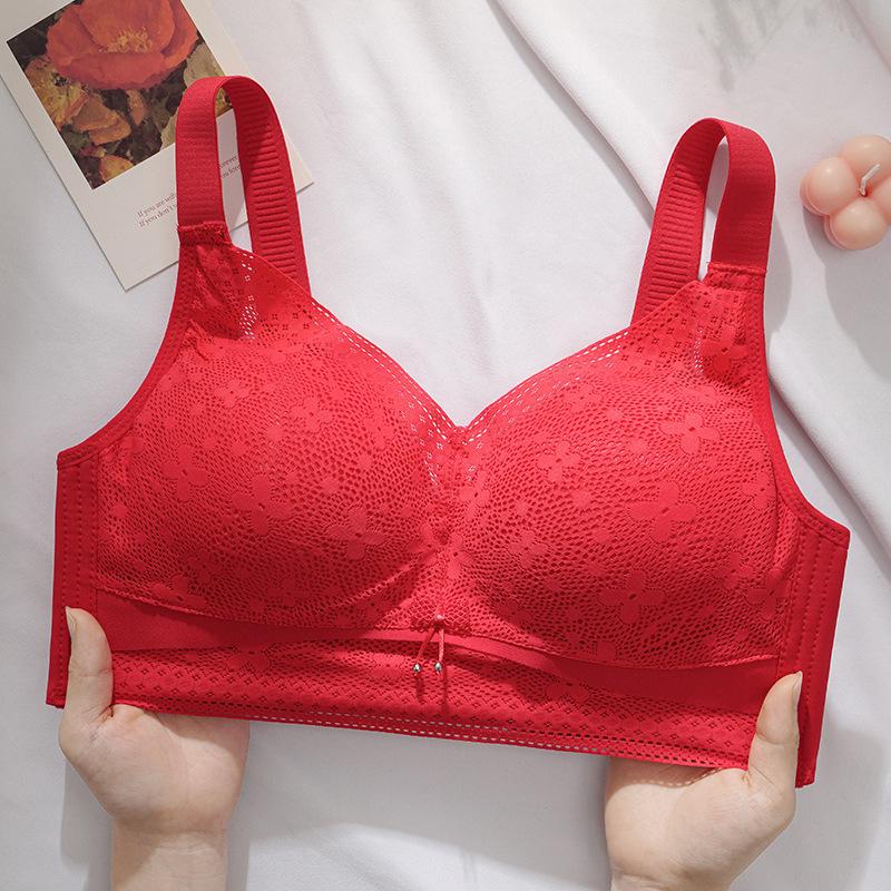 Large Size Wireless Lace Bra for Women Plus Size Support Bra with Wide Straps