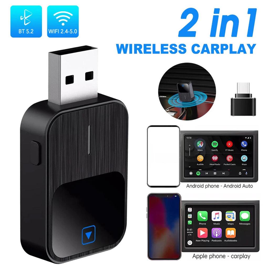 2in1 Wireless Car Adapter Android Auto Car Auto Navigation Player USB