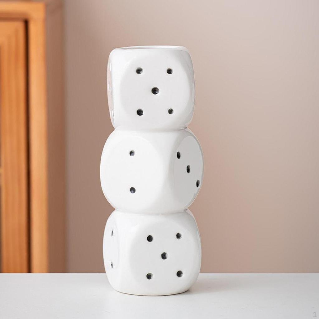 Ceramic Dice Vase Decor Flower for Cafe Office Balcony Entryway