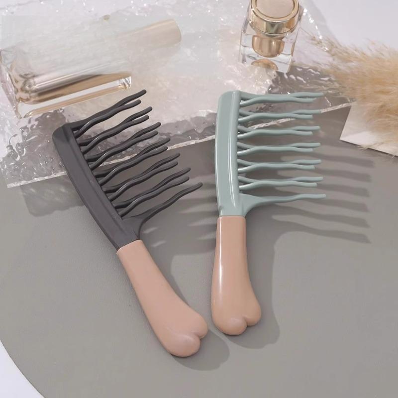 Double-row Wavy Teeth Curling Comb Handle Scalp Massage Comb Fluffy Comb Anti-static Curling Styling Comb