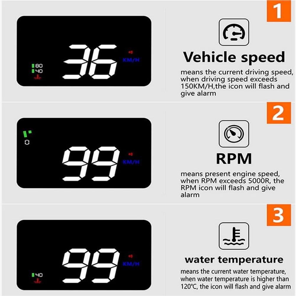 Auto HUD A900 OBD2 Head-Up-Display HD-Monitor Überdrehzahlalarm Windschutzscheibenprojektor Hochtemperaturalarm Motorfehleralarm