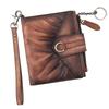 New Women's Wallet Retro Short Casual Leather Wallet with Top Layer Cowhide Buckle Retro Women's European and American Wallet