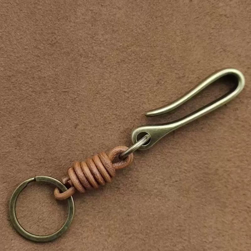Vintage Genuine Leather Keychain Accessories High Quality Cowhide Key Chain For Men  U-Waist Keyring Hook