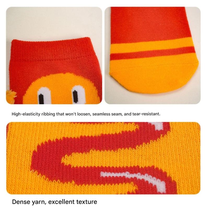 Magnetic Hand Holding Middle Calf Socks Funny Cartoon Food Themed Hamburger Hot Dogs Print Crazy Design Socks for Women