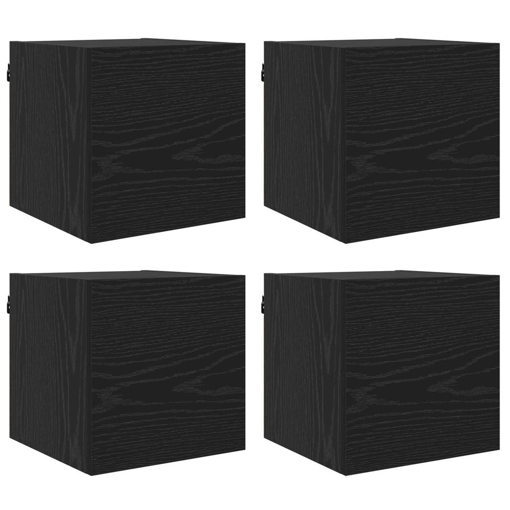 Wall Mounted TV Shelf 4 pcs Black Oak 30.5 x 30 x 30 cm
